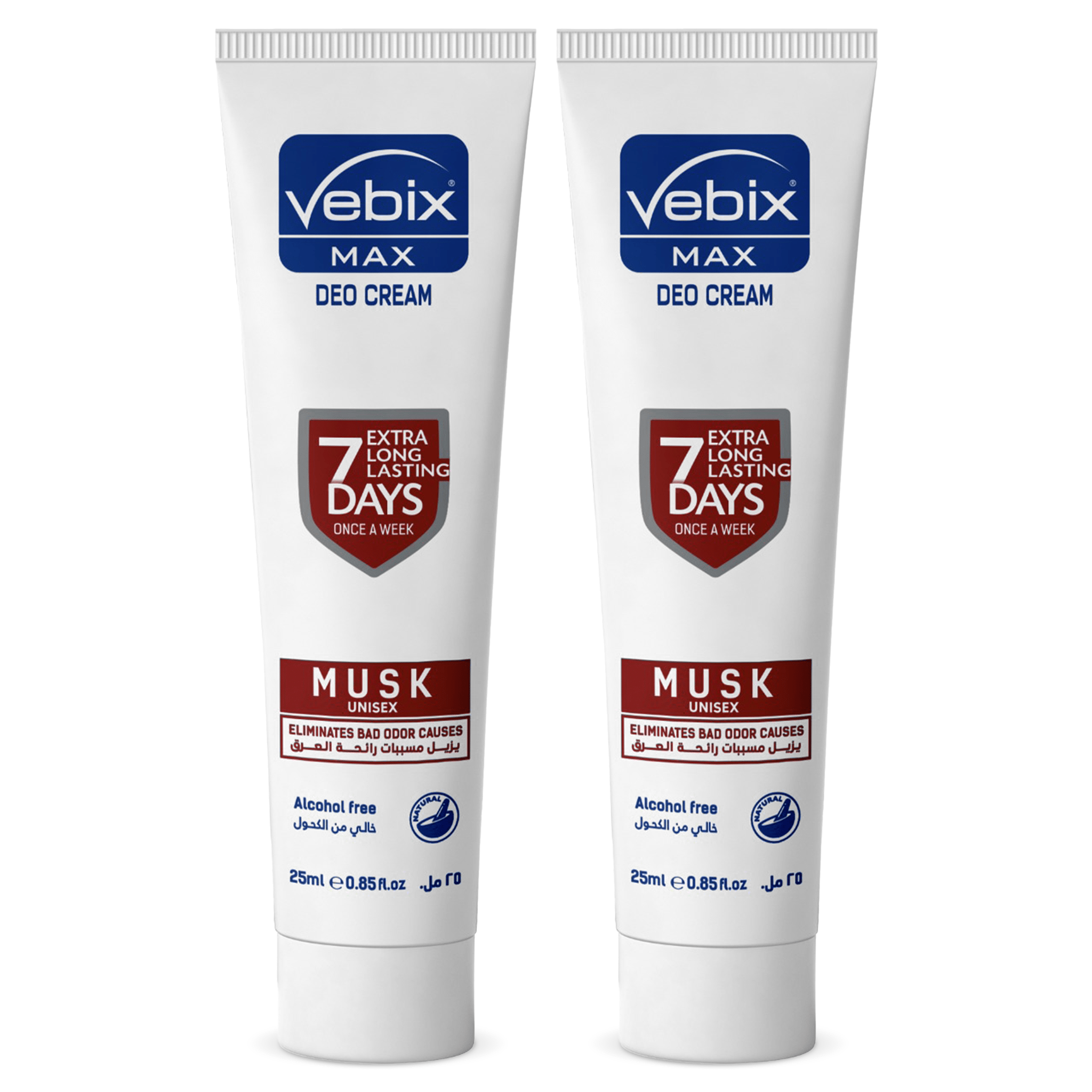 باقة فيبكس ماكس كريم مزيل لرائحة العرق للنساء والرجال – مسك – عبوتان × ٢٥ مل - SabaShop.com