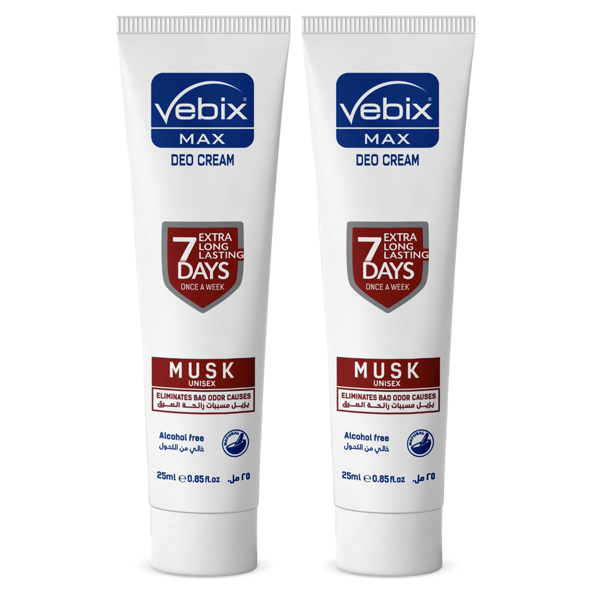 باقة فيبكس ماكس كريم مزيل لرائحة العرق للنساء والرجال – مسك – عبوتان × ٢٥ مل - SabaShop.com
